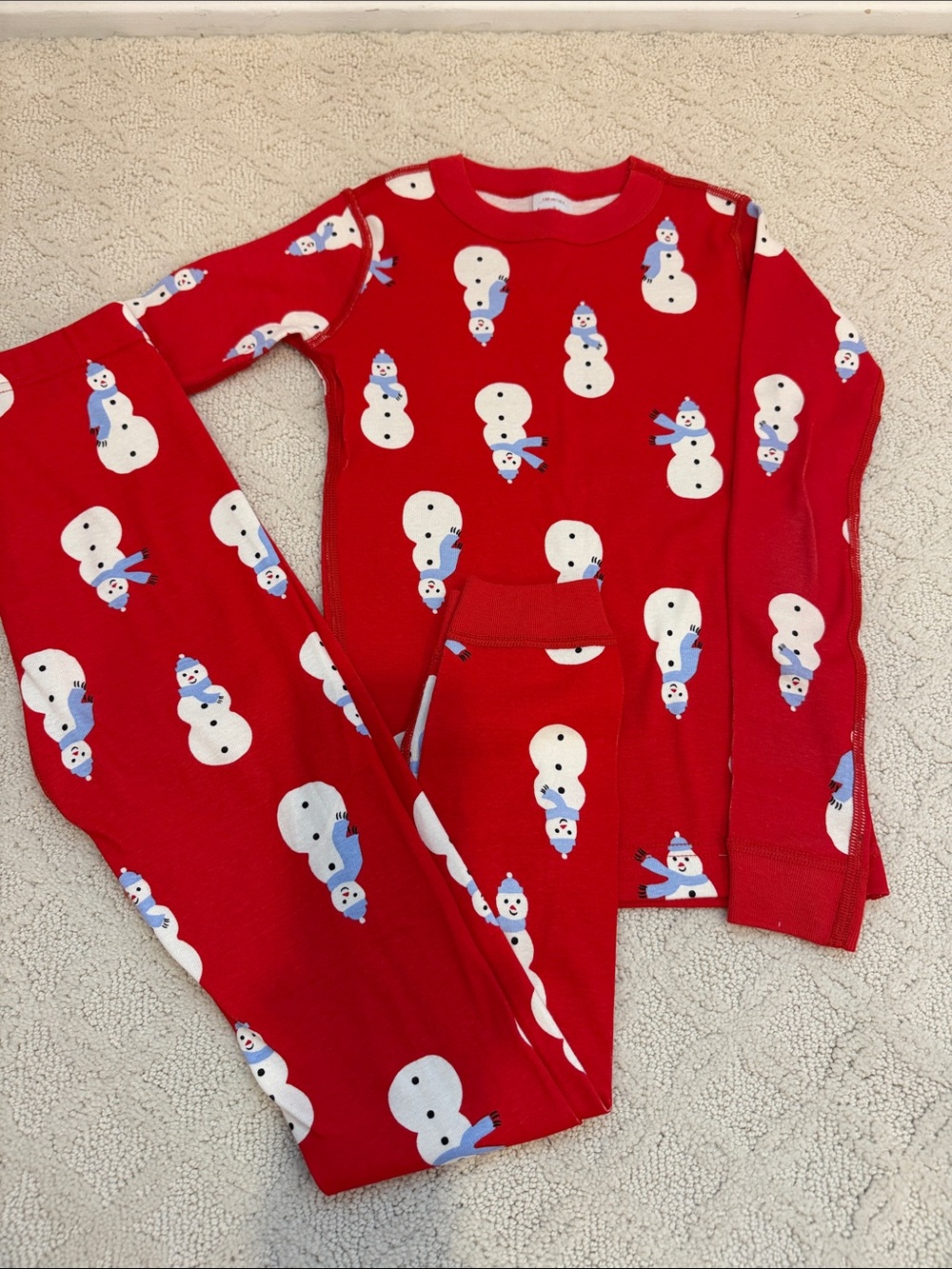 Hanna Andersson Red Snowman Pajama Set